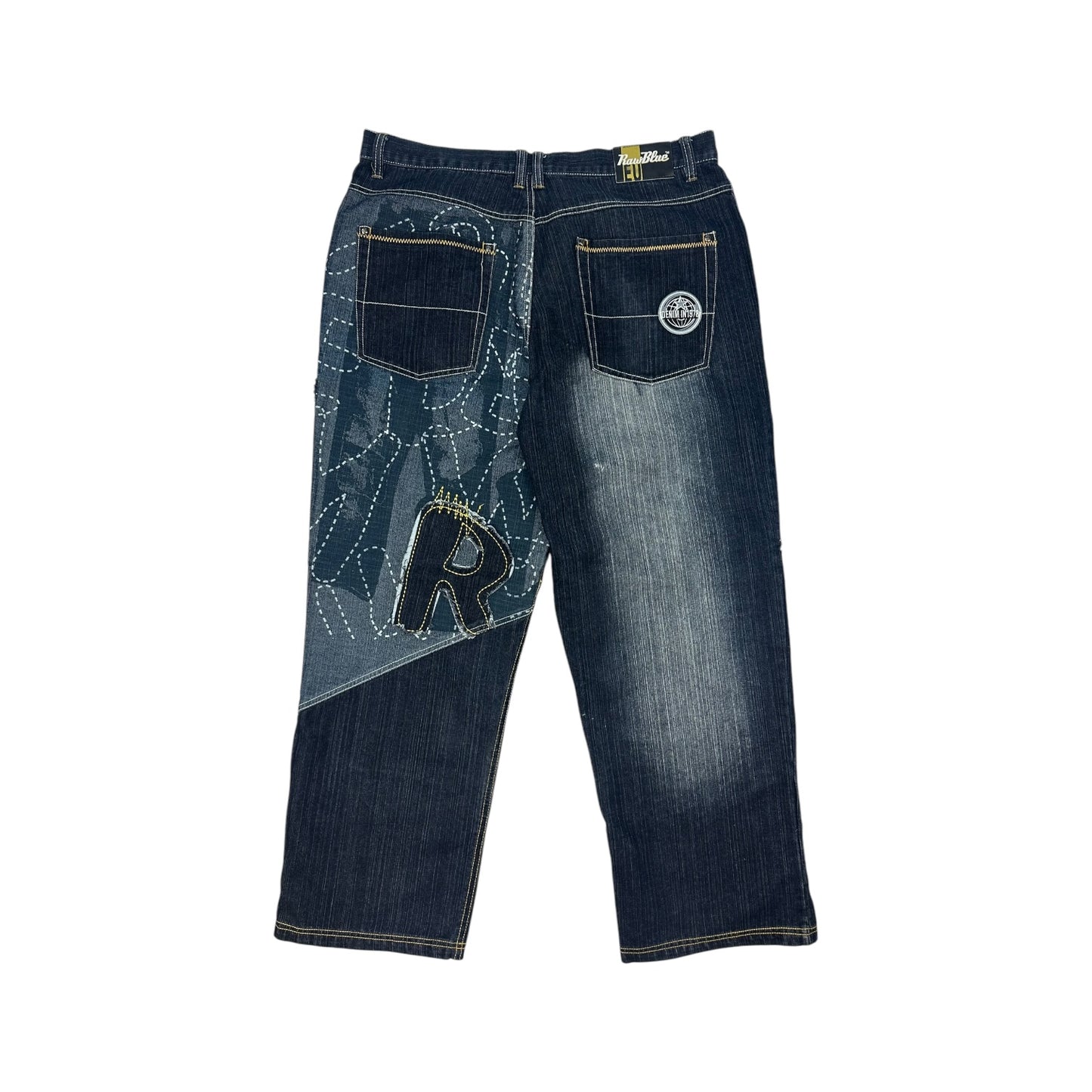 Vintage RawBlue Jeanshose blau/gelb Gr. 38