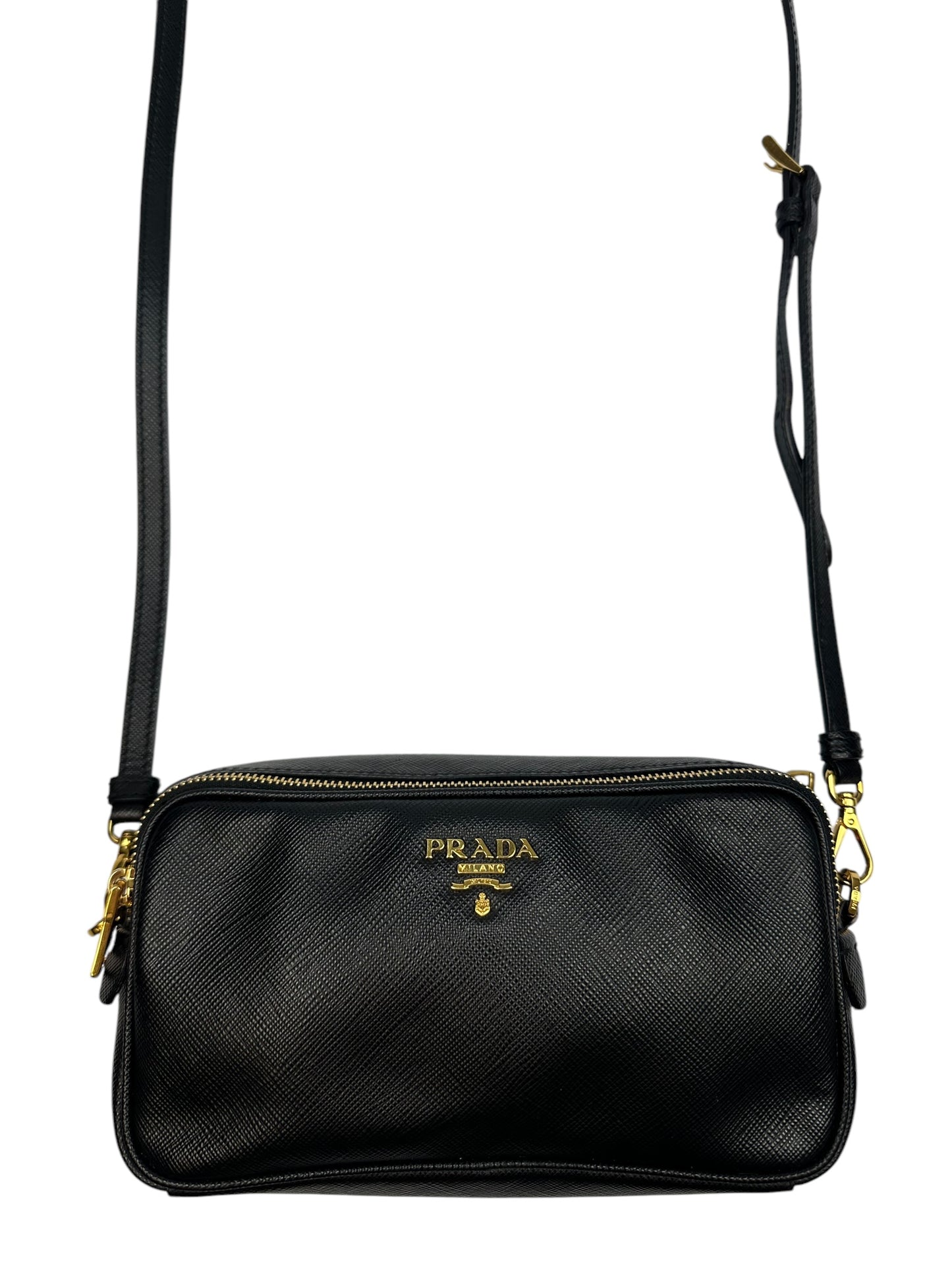 Prada Umhängetasche schwarz/gold