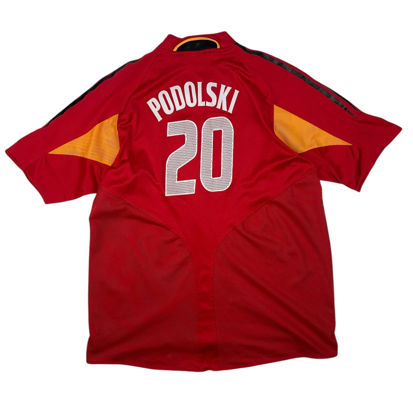 Vintage Adidas Deutschland Podolski Fußballtrikot rot XXL