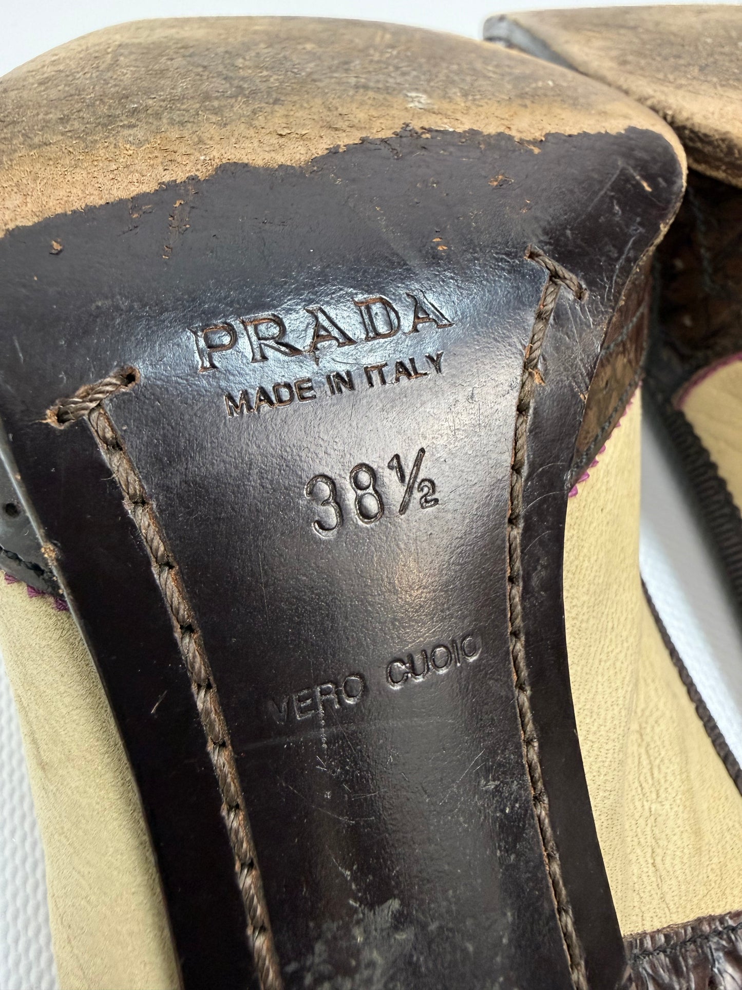 Vintage Prada Heels braun / beige Gr. 38,5