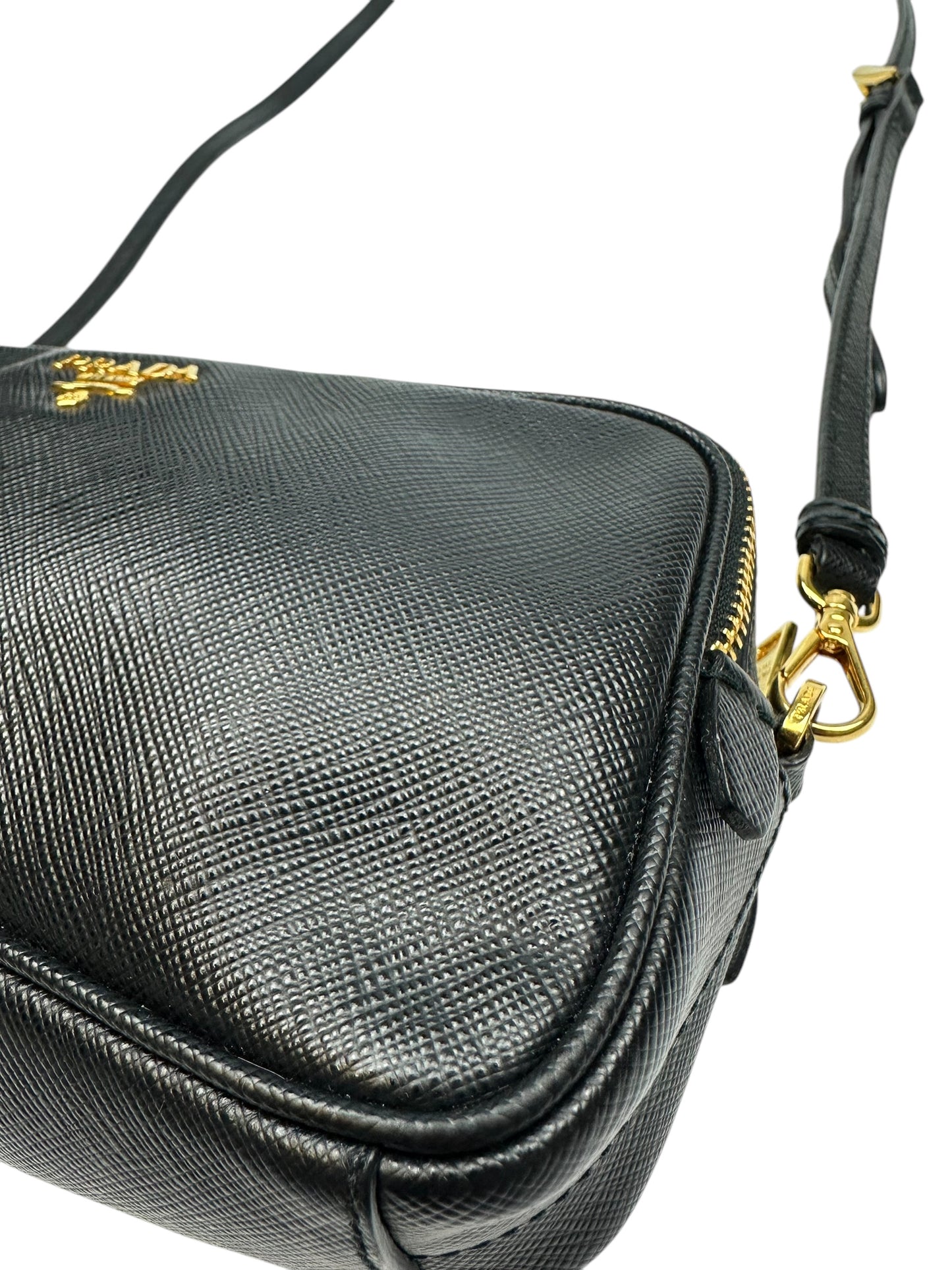 Prada Umhängetasche schwarz/gold
