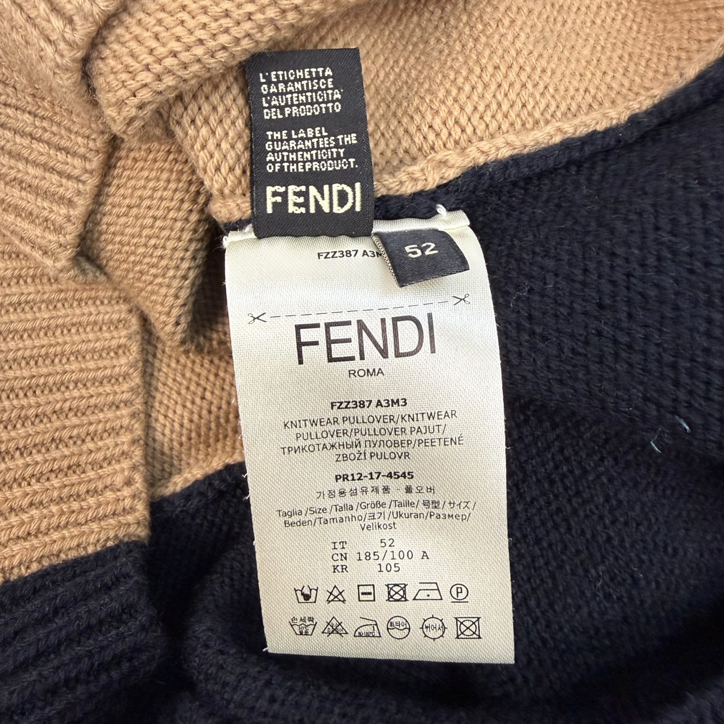 Fendi Pullover schwarz / braun Gr. 52