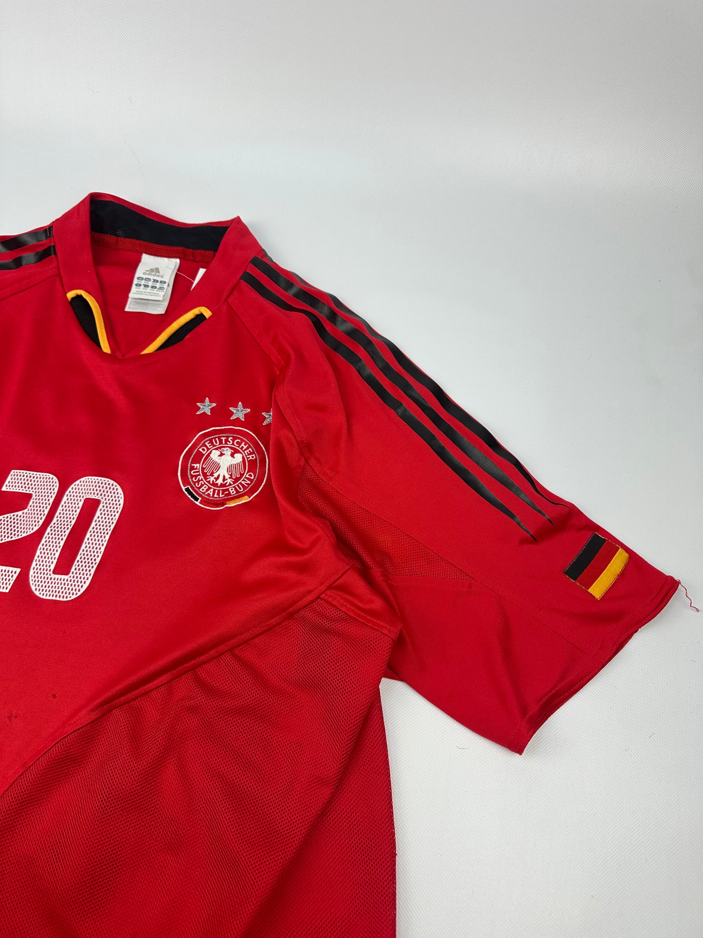 Vintage Adidas Deutschland Podolski Fußballtrikot rot XXL