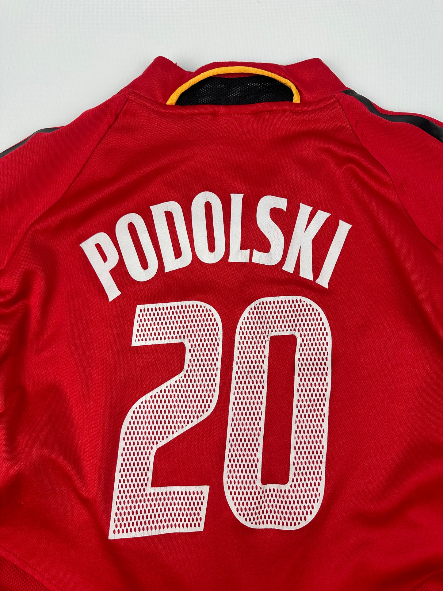 Vintage Adidas Deutschland Podolski Fußballtrikot rot XXL