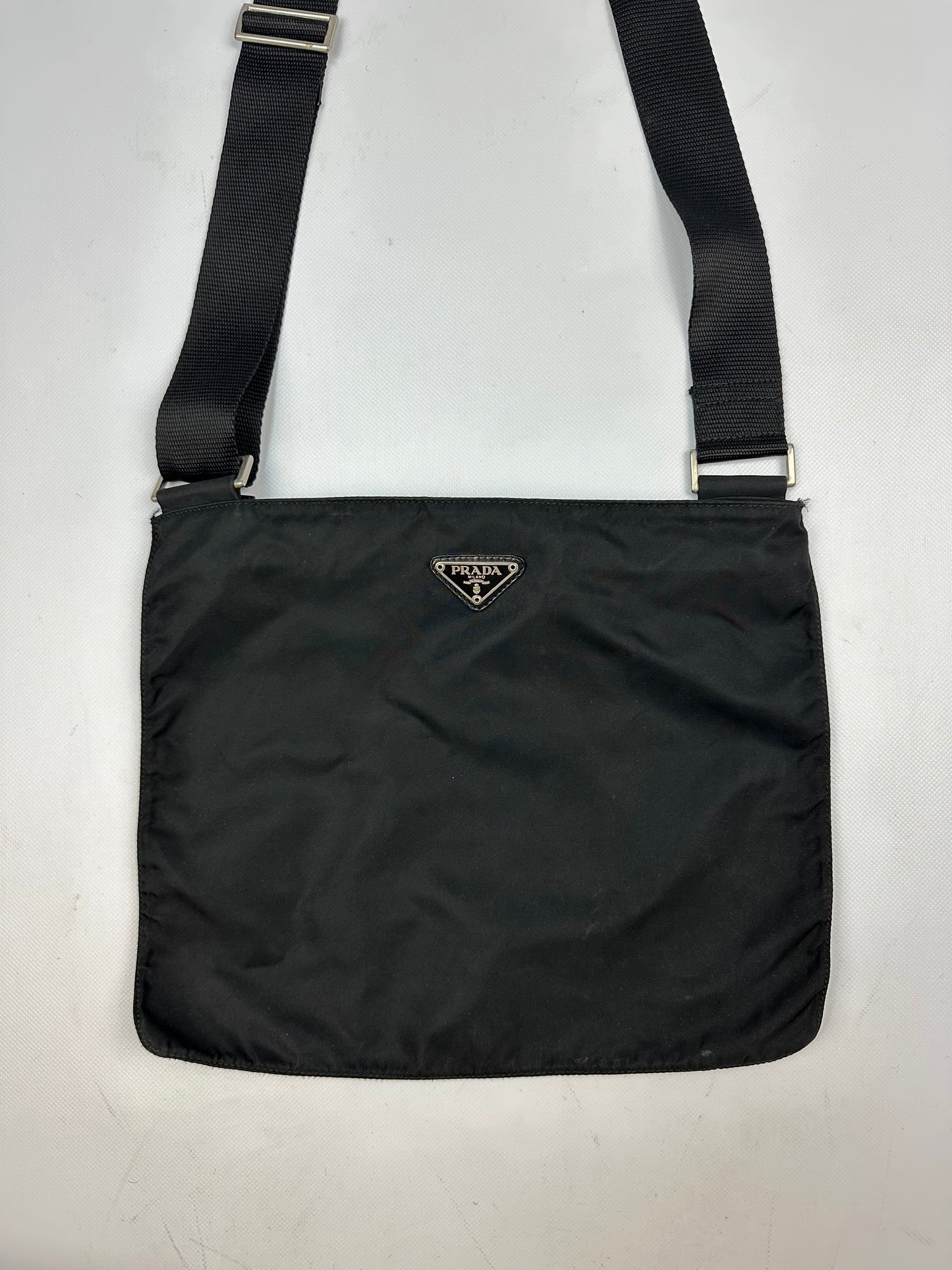 Vintage Prada Nylon Messenger Umhängetasche schwarz