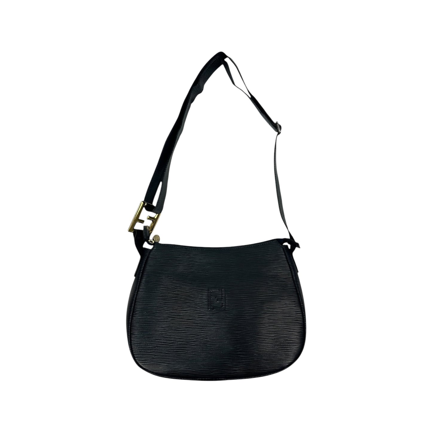 Vintage Fendi Umhängetasche navy blau/gold