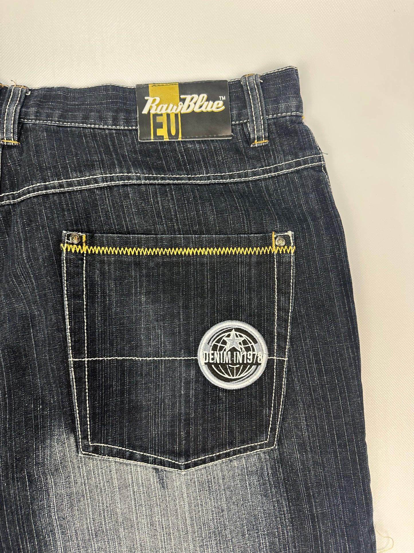 Vintage RawBlue Jeanshose blau/gelb Gr. 38
