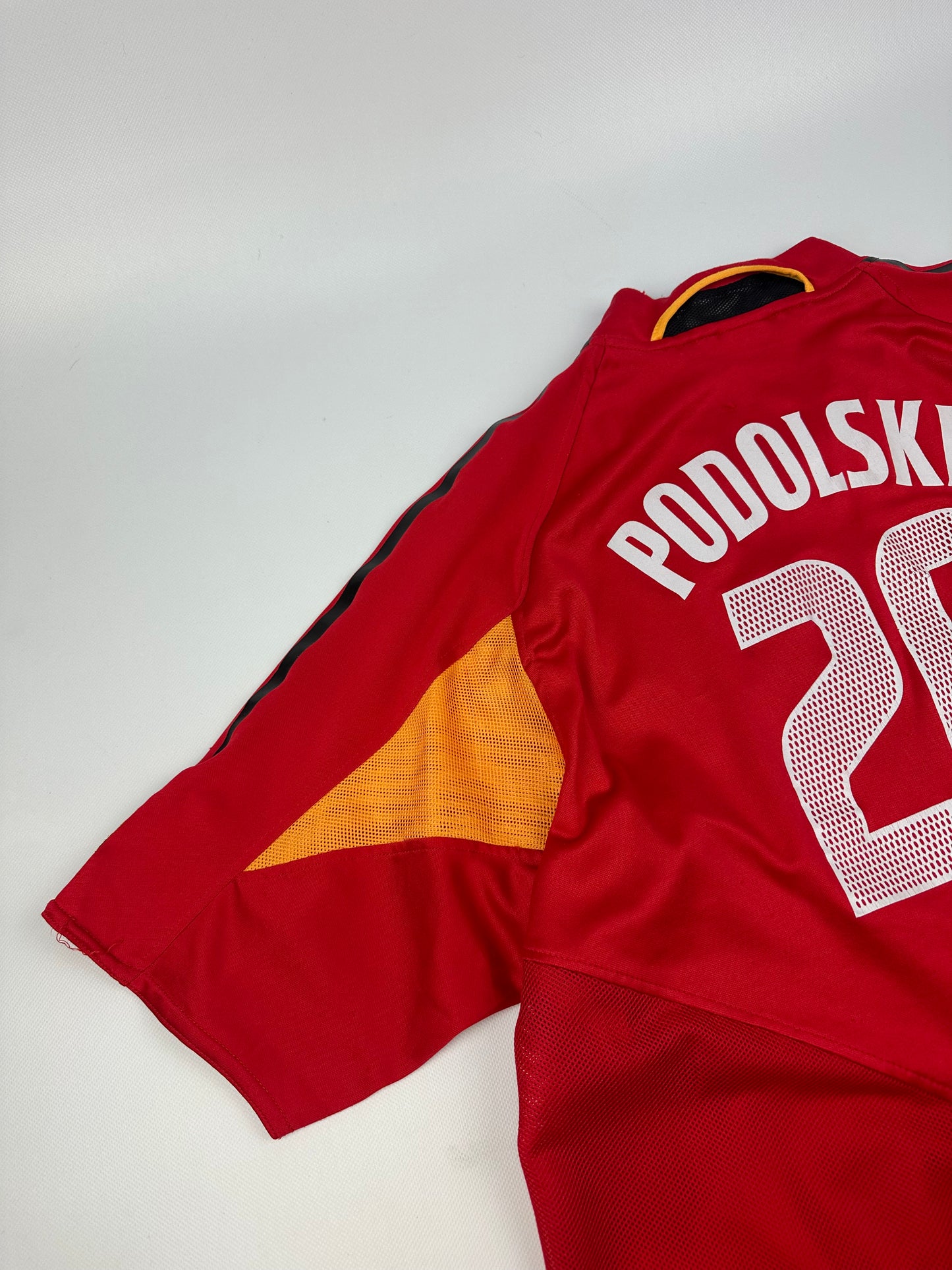 Vintage Adidas Deutschland Podolski Fußballtrikot rot XXL