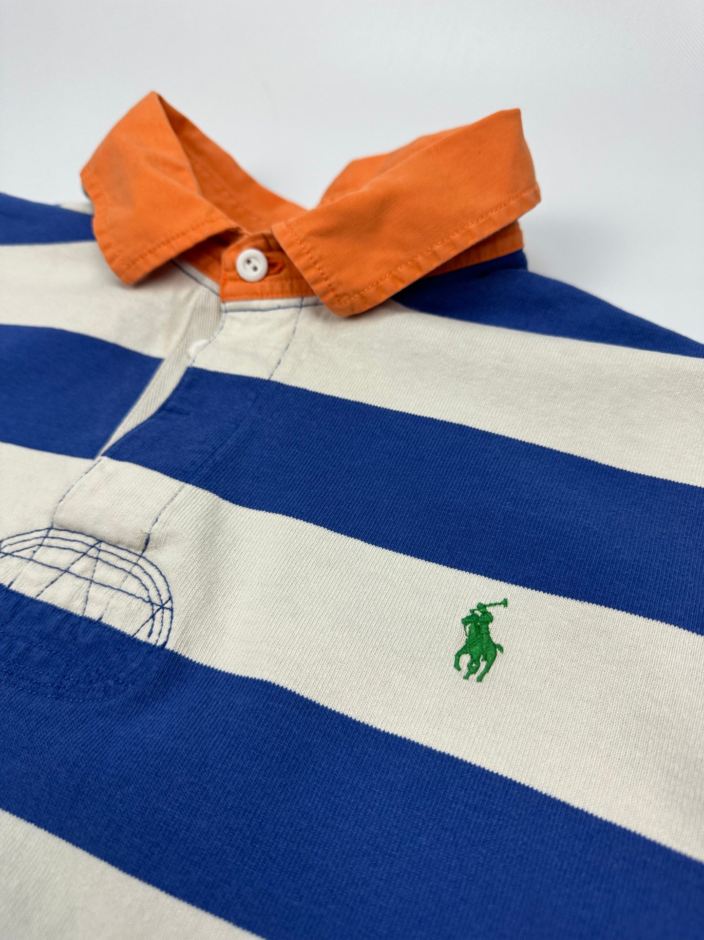 Vintage Polo Ralph Lauren Polohemd blau/weiß XXL