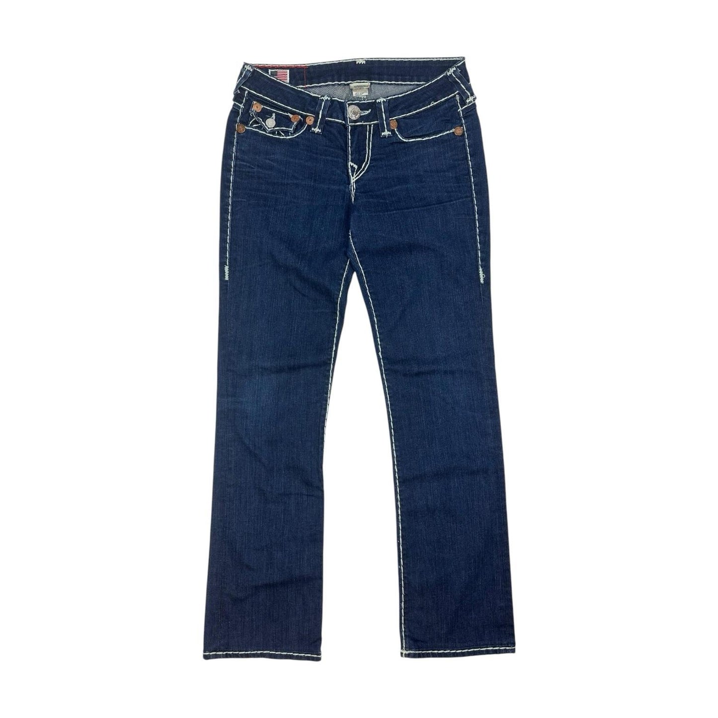 Vintage Teue Religion Jeanshose blau/weiß Gr. 28