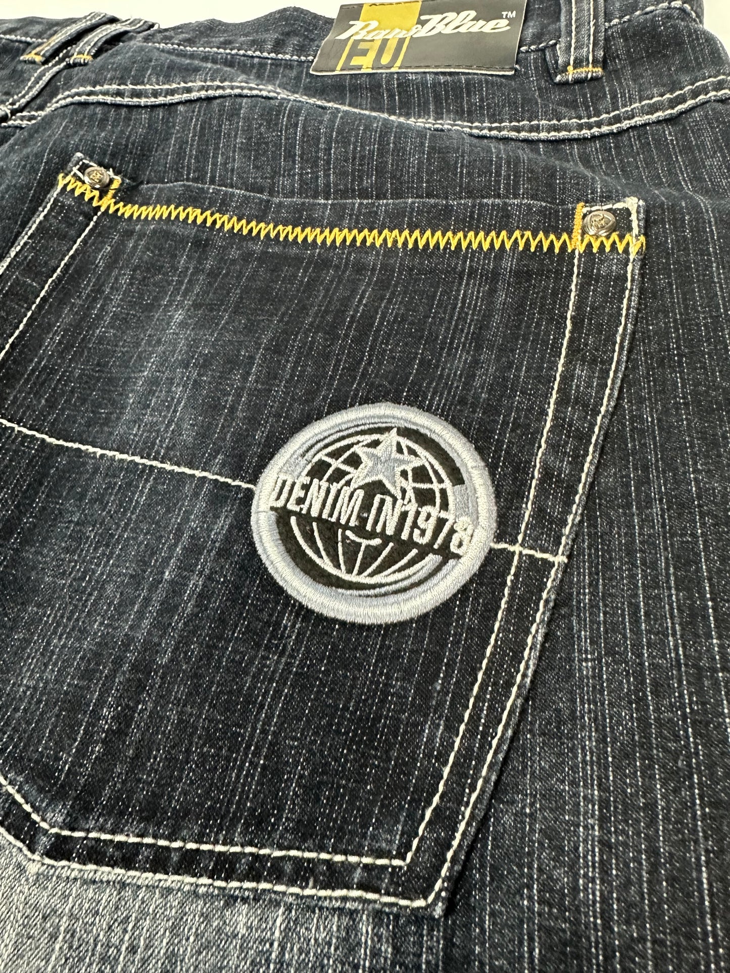 Vintage RawBlue Jeanshose blau/gelb Gr. 38