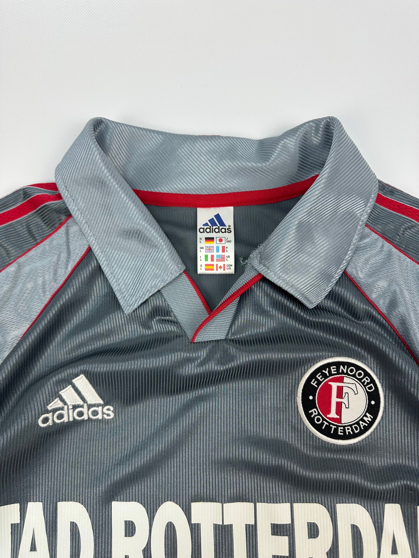 Vintage Adidas Rotterdam Jersey grau/rot Gr. L