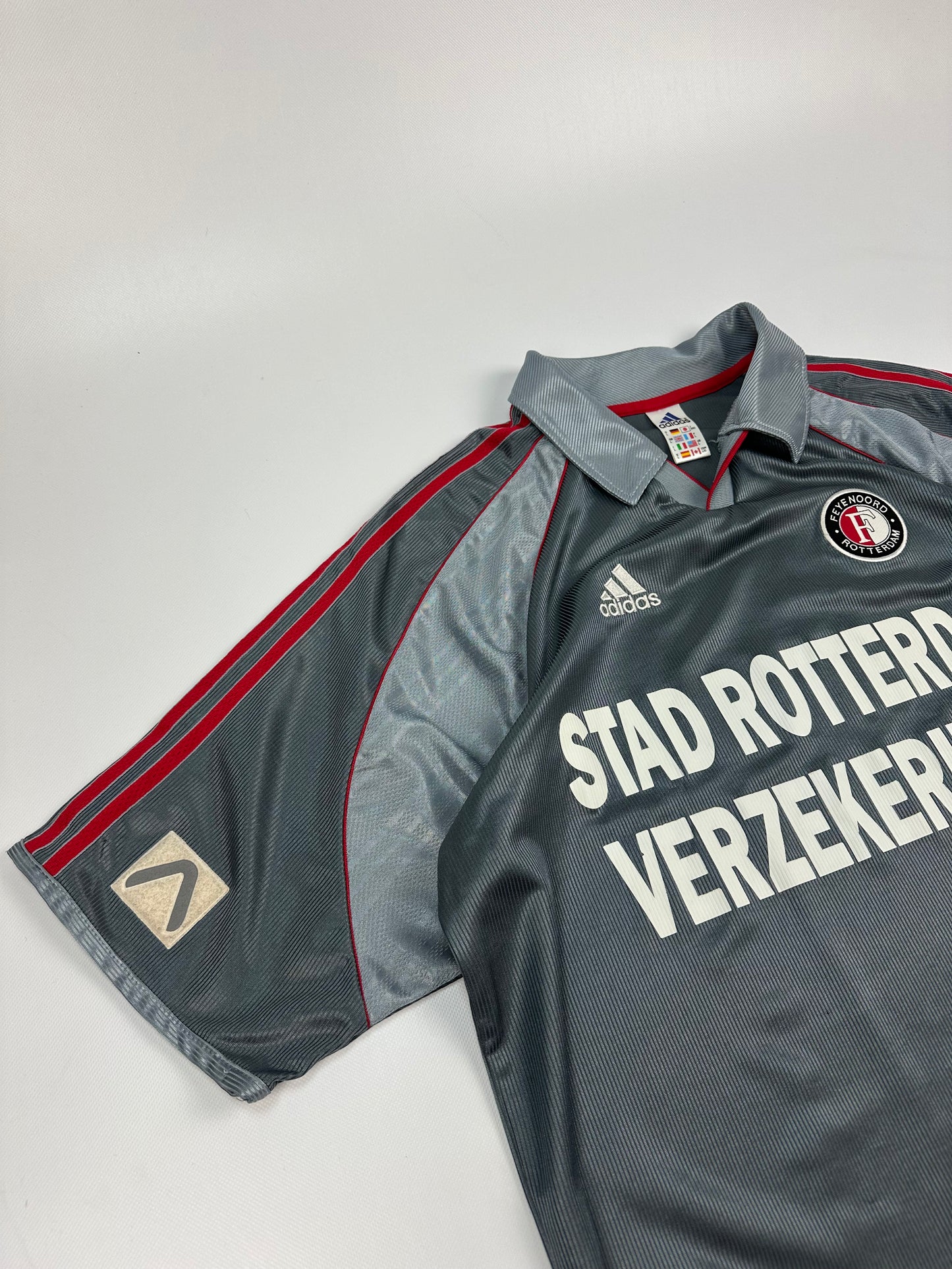 Vintage Adidas Rotterdam Jersey grau/rot Gr. L