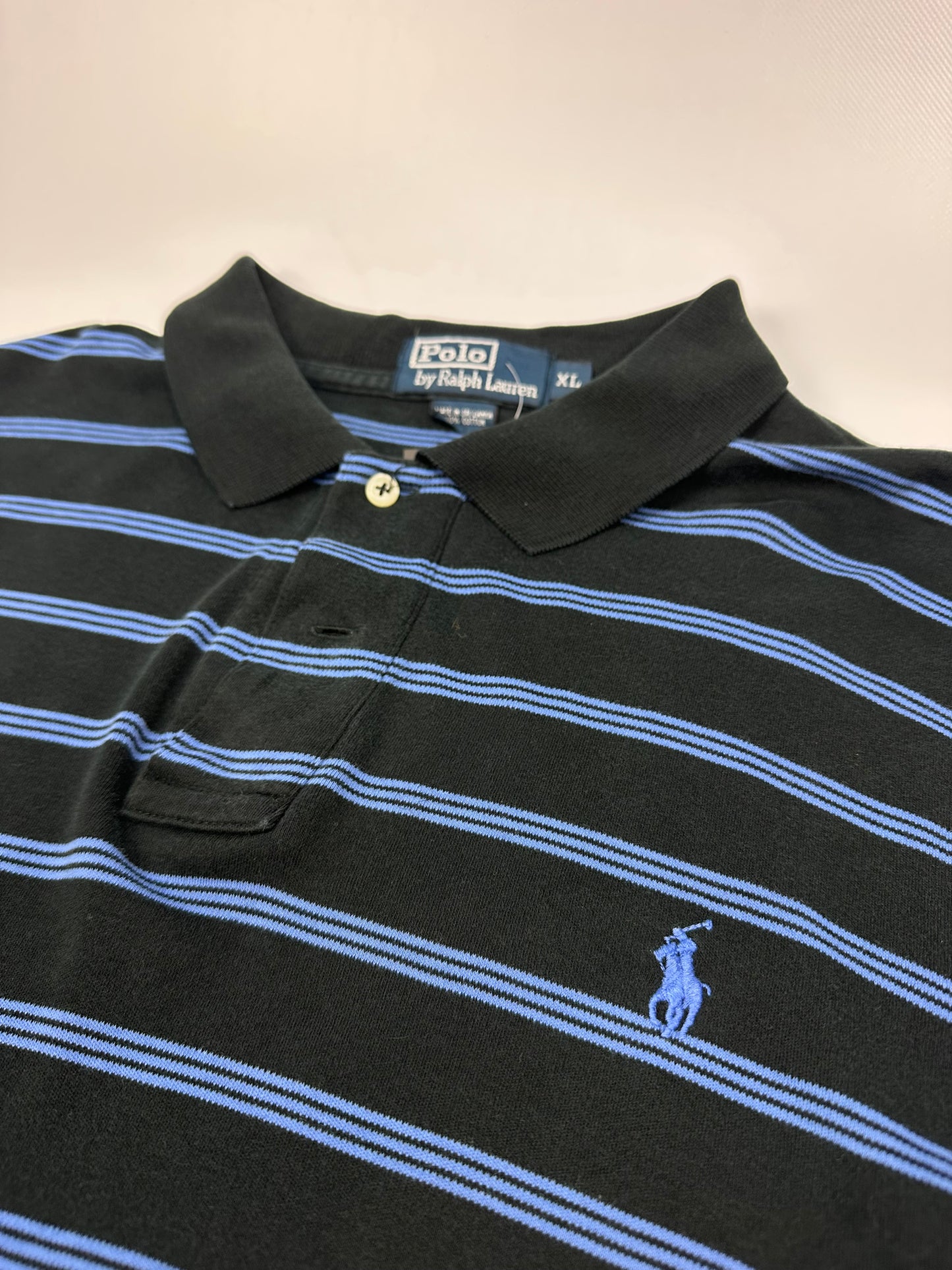 Vintage Polo Ralph Lauren Polohemd blau/schwarz XL