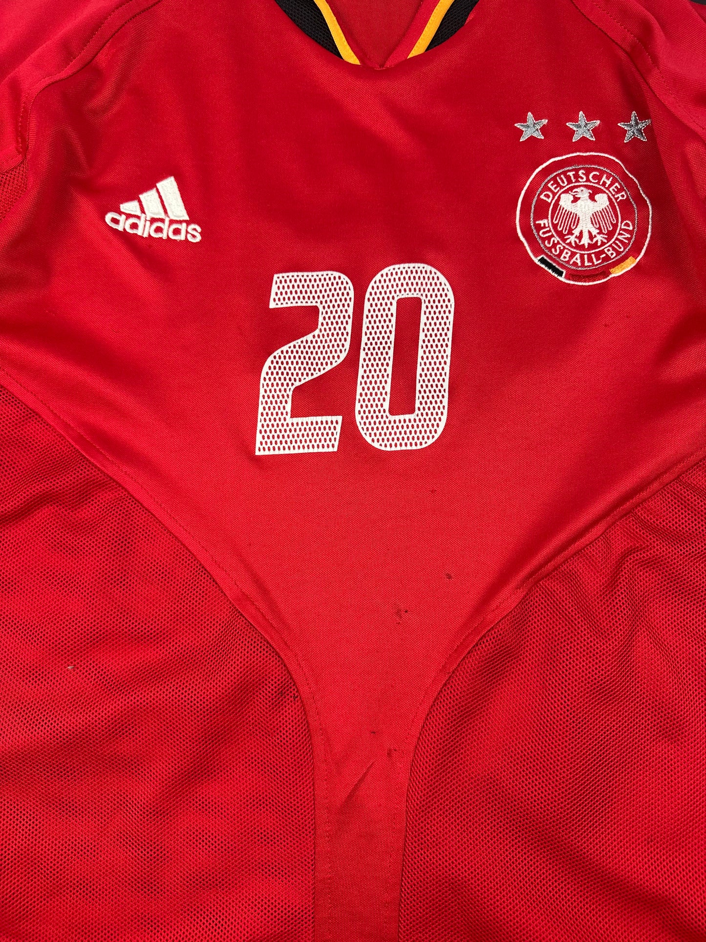 Vintage Adidas Deutschland Podolski Fußballtrikot rot XXL