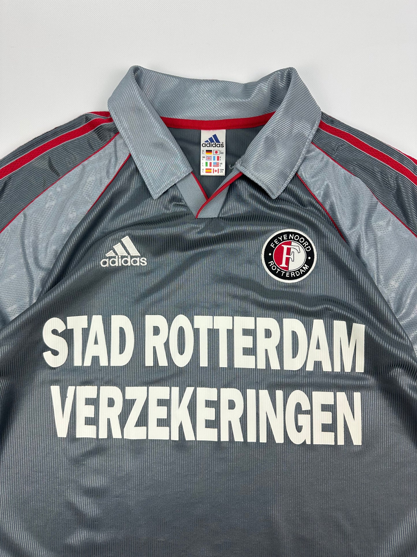 Vintage Adidas Rotterdam Jersey grau/rot Gr. L
