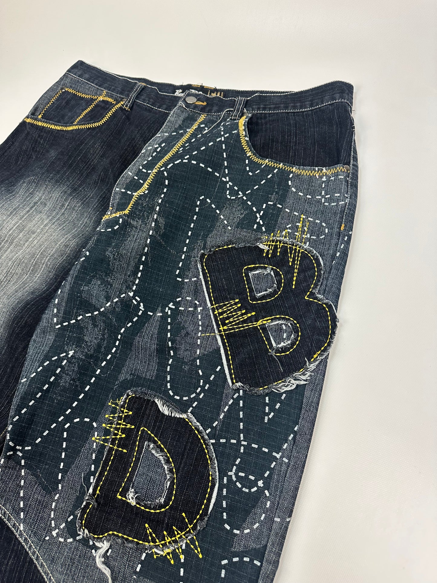 Vintage RawBlue Jeanshose blau/gelb Gr. 38