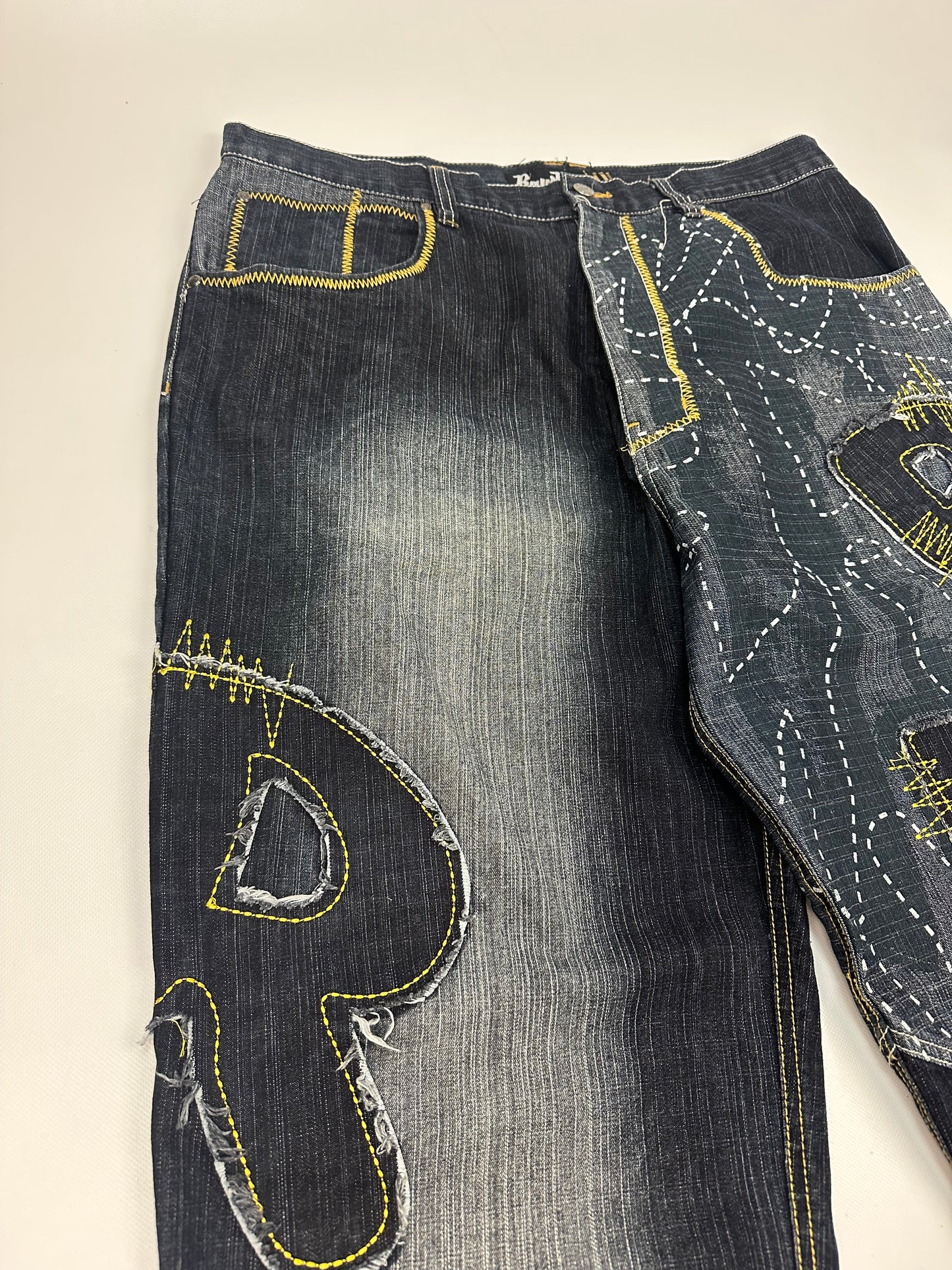 Vintage RawBlue Jeanshose blau/gelb Gr. 38