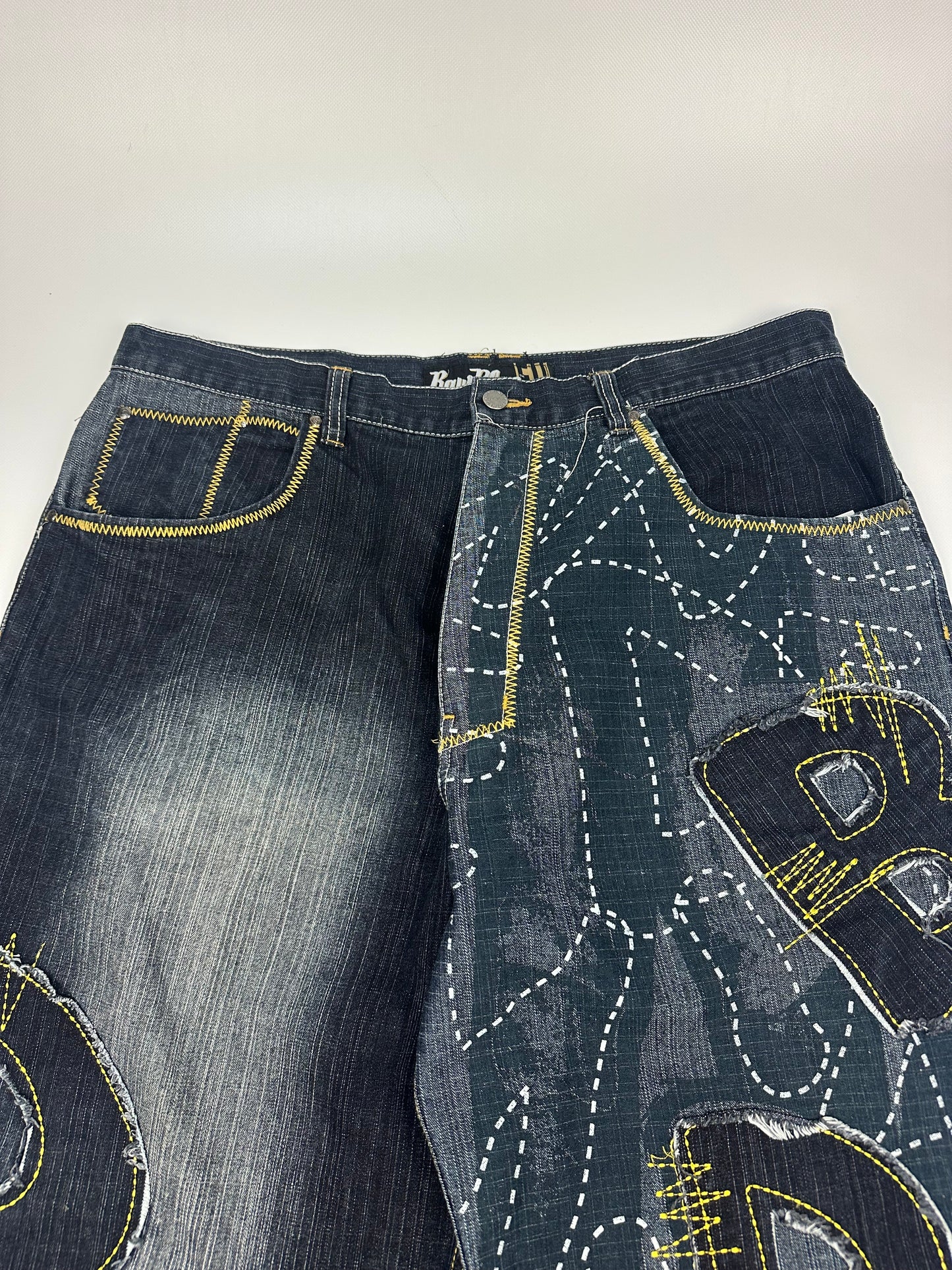 Vintage RawBlue Jeanshose blau/gelb Gr. 38