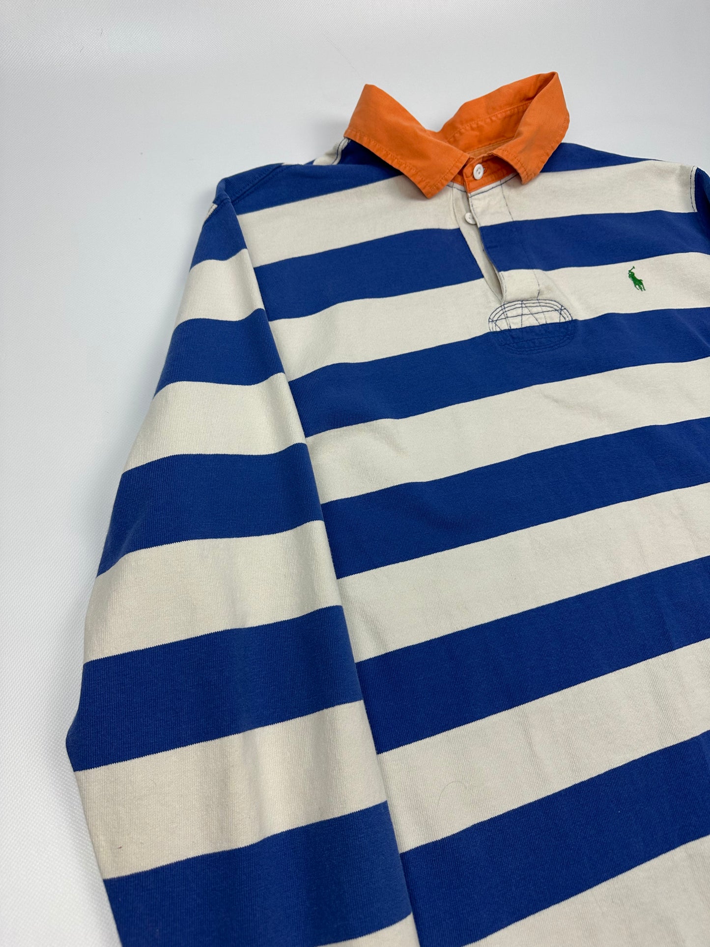 Vintage Polo Ralph Lauren Polohemd blau/weiß XXL