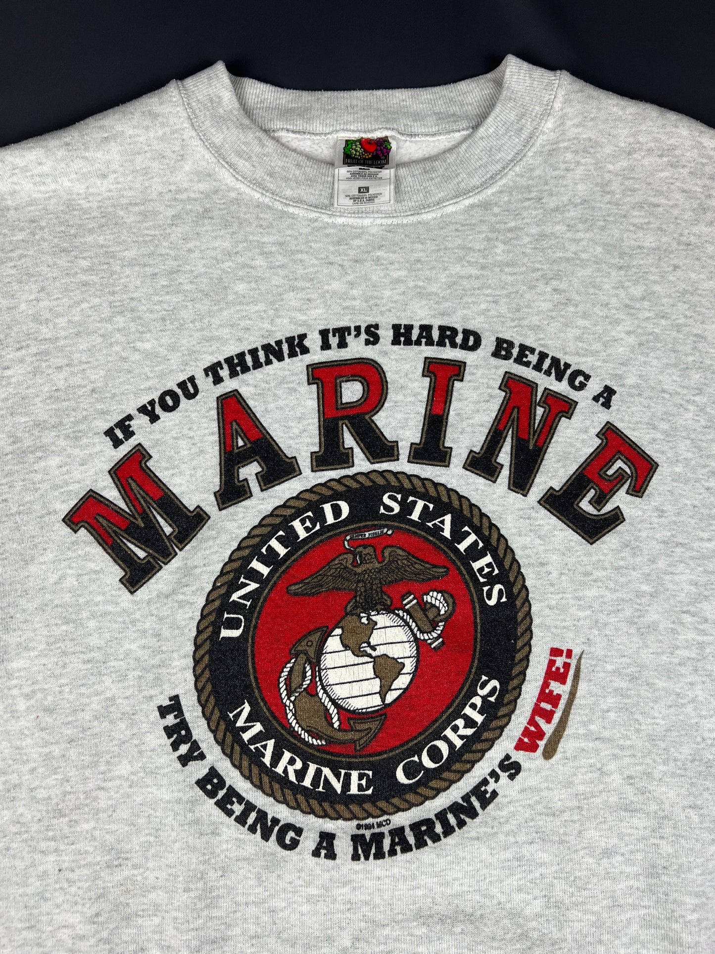 Vintage Marine Corps Pullover grau XL