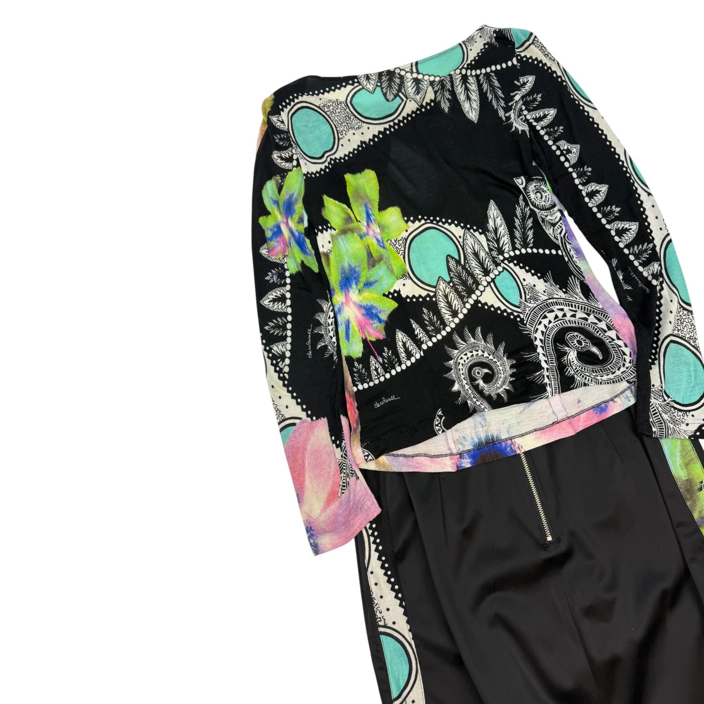 Vintage Class Cavalli Set ( Rock & Top) schwarz / bunt Gr. M