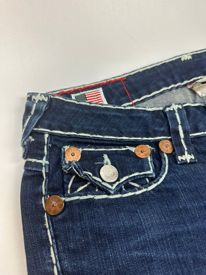 Vintage Teue Religion Jeanshose blau/weiß Gr. 28