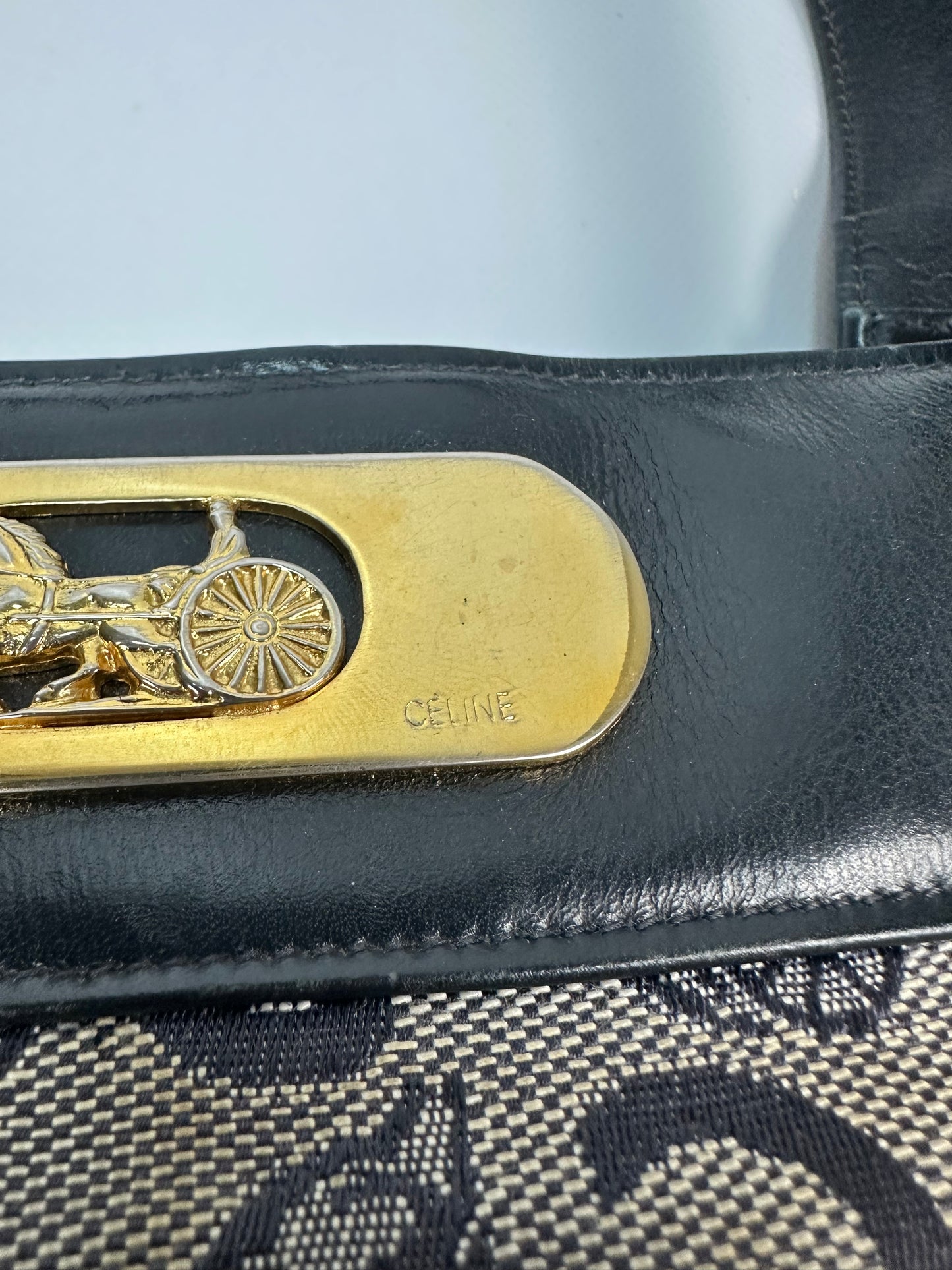 Vintage Coach Handtasche grau/gold