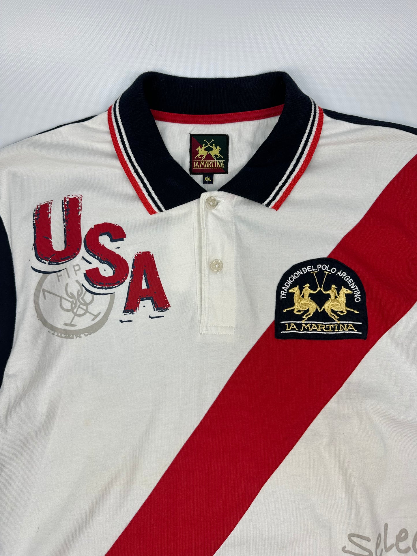 Vintage La Martina Polohemd schwarz/weiß XXL