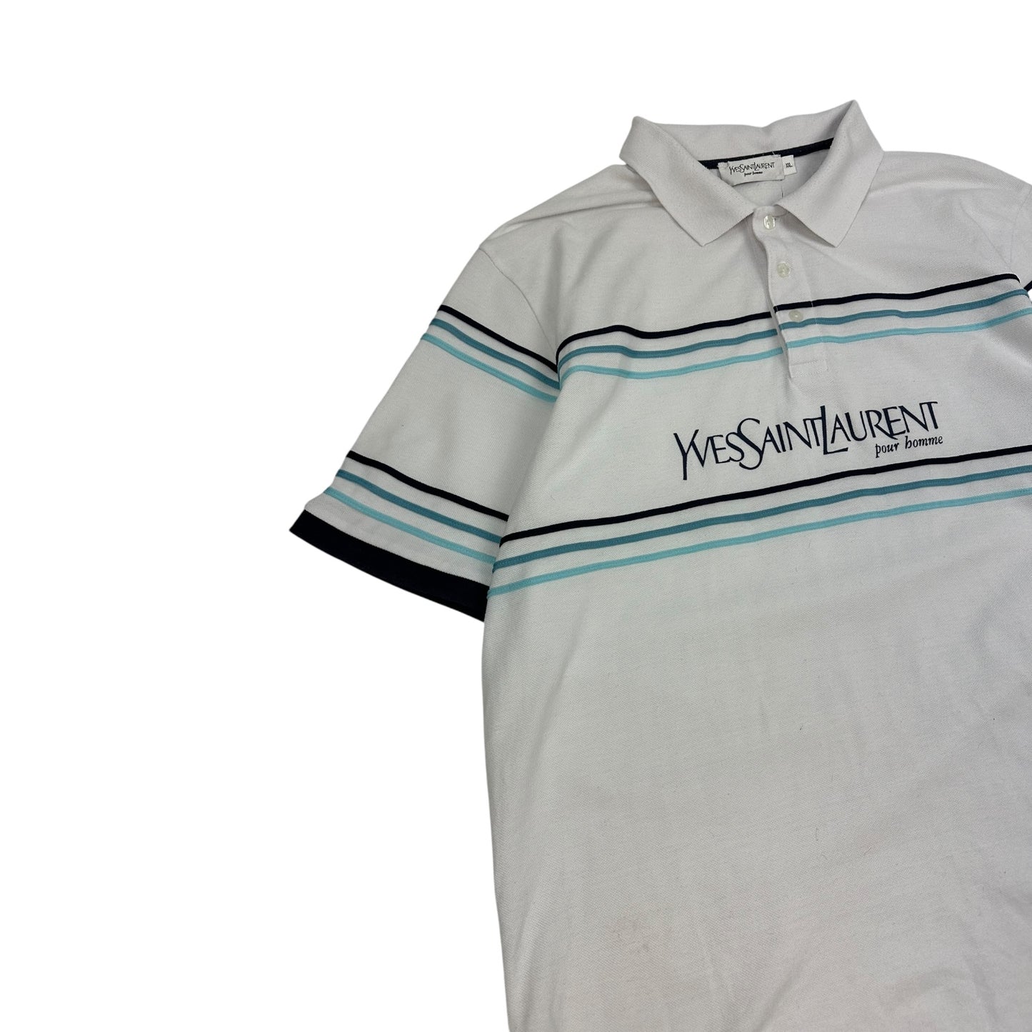 Vintage Yves Saint Laurent Polohemd weiß / blau XL