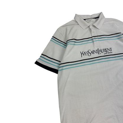Vintage Yves Saint Laurent Polohemd weiß / blau XL