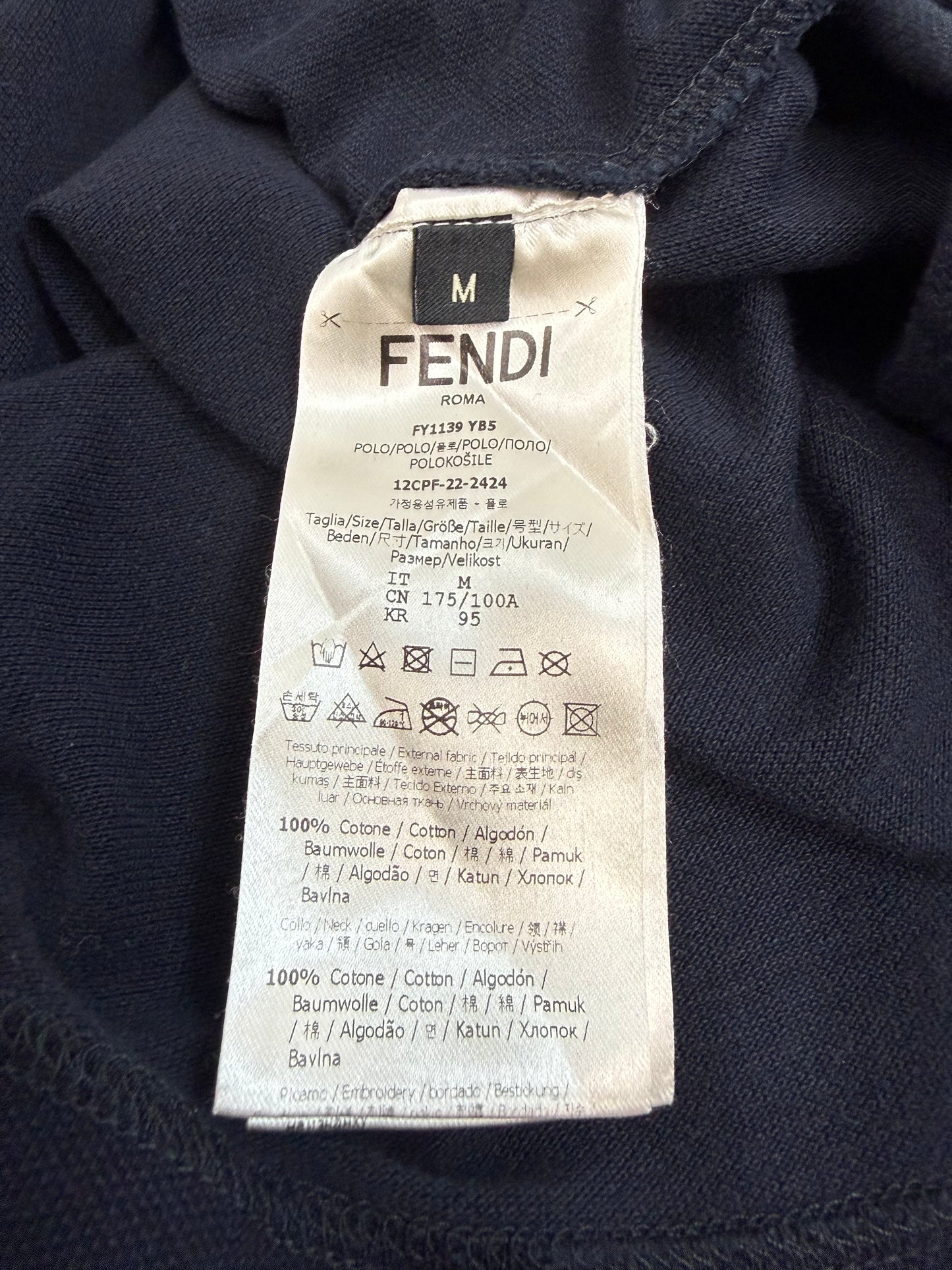 Fendi Polohemd Langarm dunkelblau / weiß Gr. M