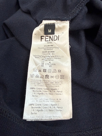 Fendi Polohemd Langarm dunkelblau / weiß Gr. M