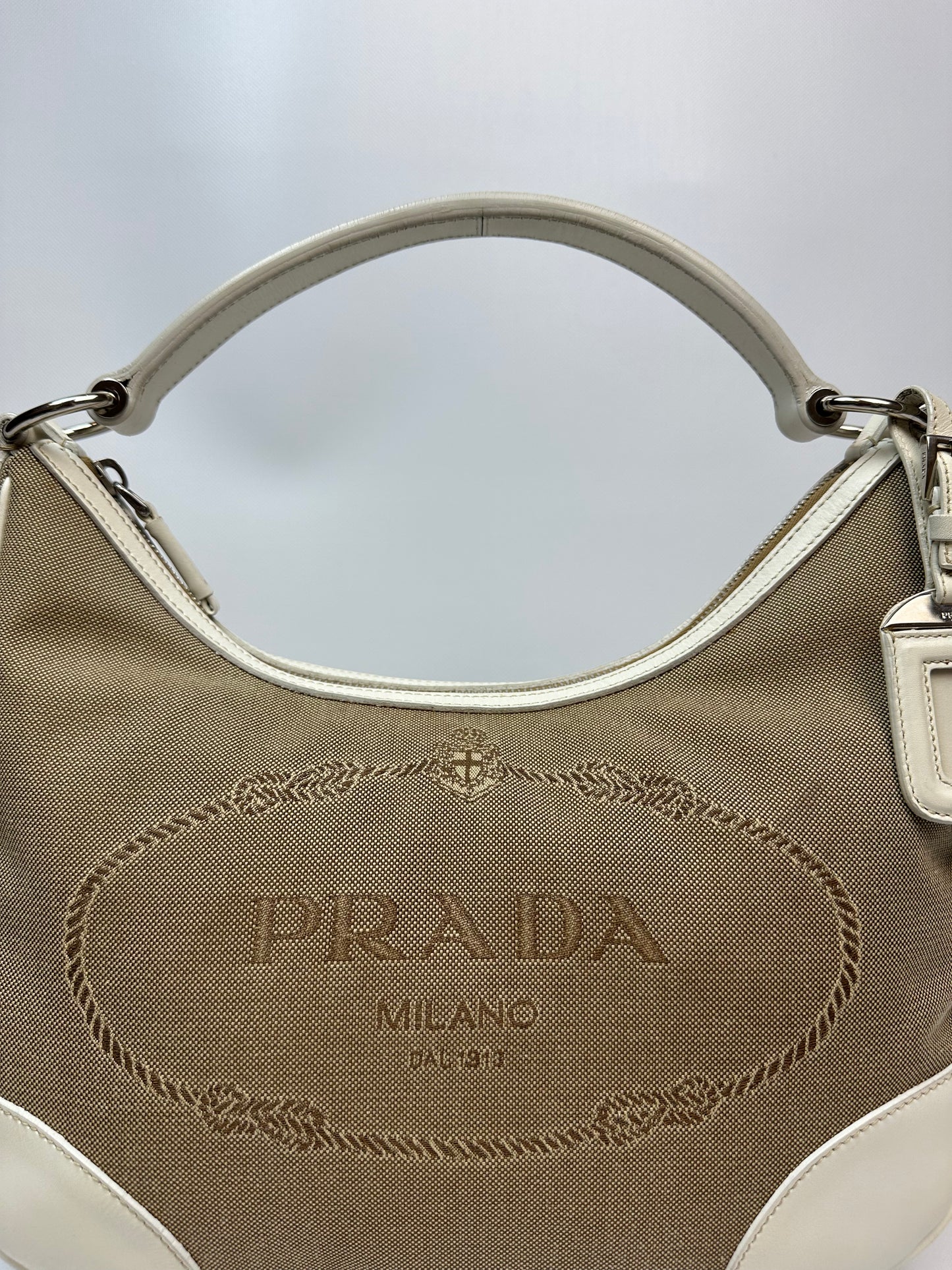 Prada Jacquard Handtasche beige/braun