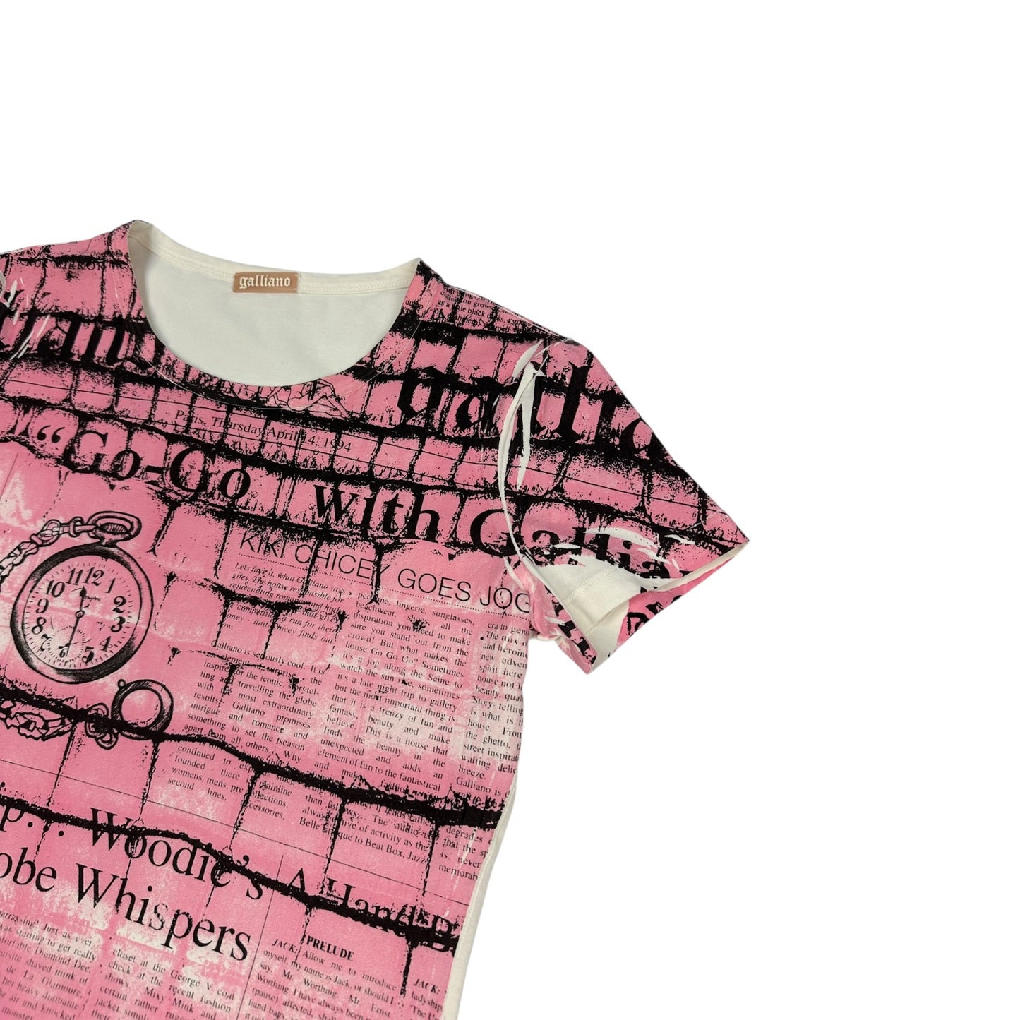 Vintage Galliano T-Shirt weiß / rosa Damen S