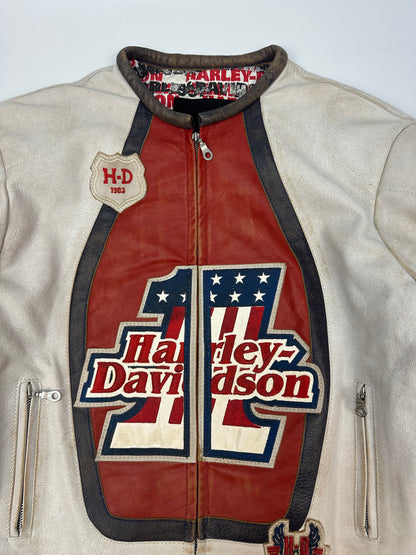 Vintage Harley Davidson Motorradjacke weiß/rot Gr. M