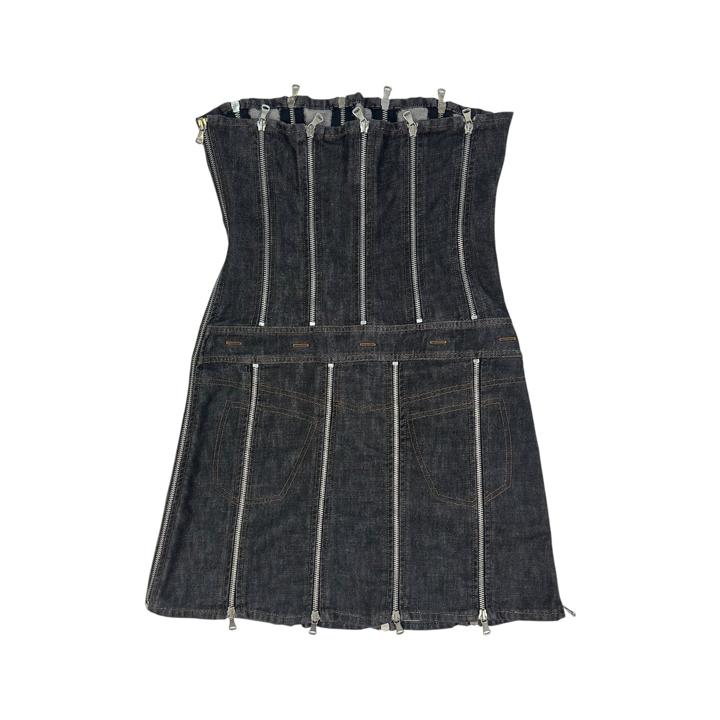 Vintage Dolce & Gabbana Reisverschluss Kleid  dunkelgrau 28/42