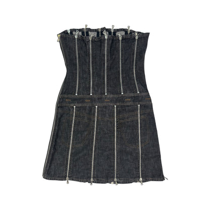 Vintage Dolce & Gabbana Reisverschluss Kleid  dunkelgrau 28/42