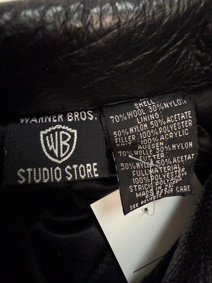 Vintage Warner Bros. Leder / Collagejacke schwarz Gr. L
