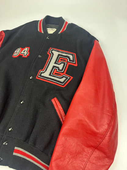 Vintage DeLong Raptors College jacke schwarz/rot Gr. L