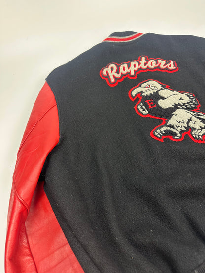 Vintage DeLong Raptors College jacke schwarz/rot Gr. L