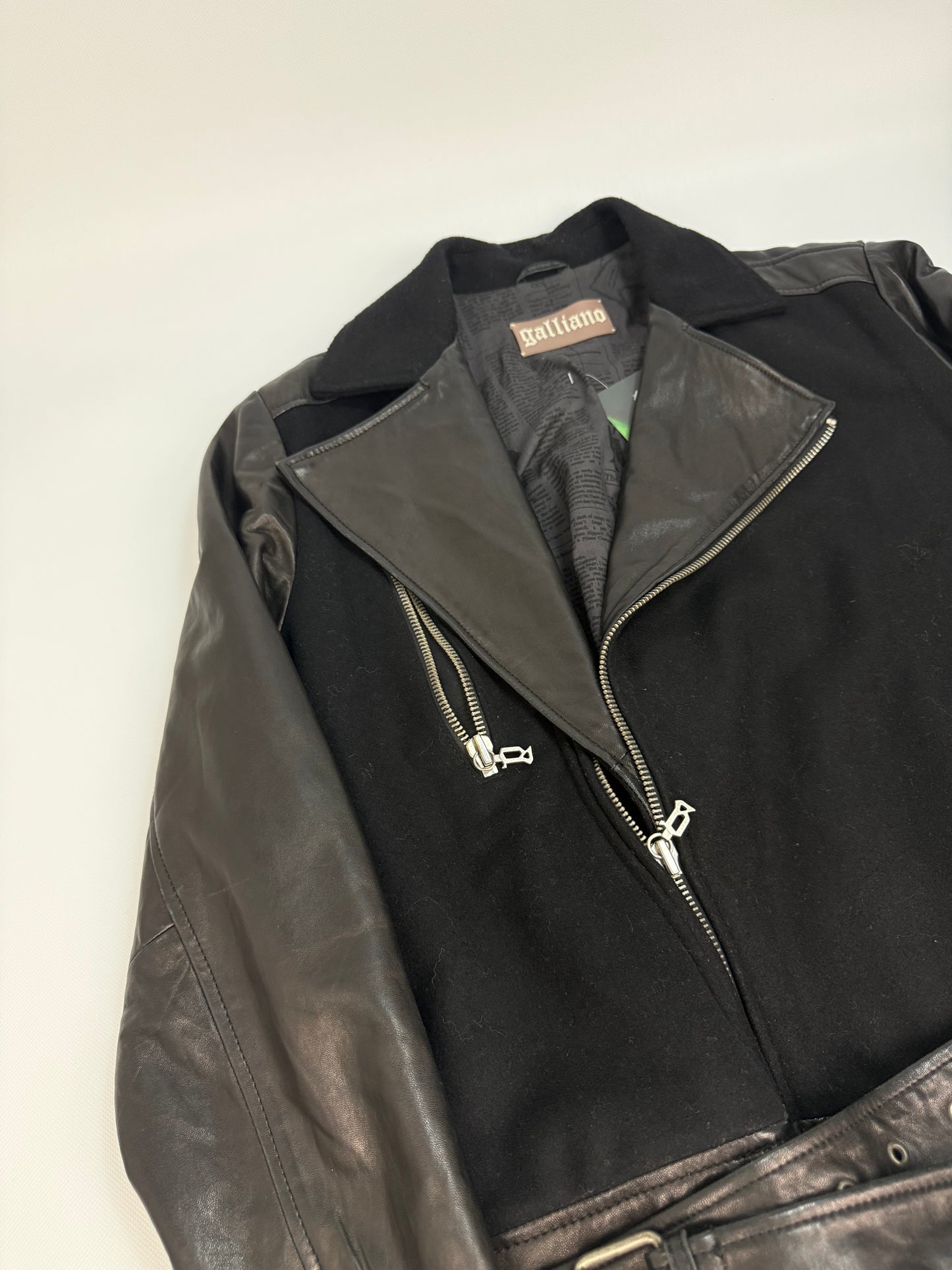 Vintage Galliano Lederjacke schwarz Gr. 52