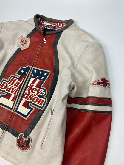 Vintage Harley Davidson Motorradjacke weiß/rot Gr. M