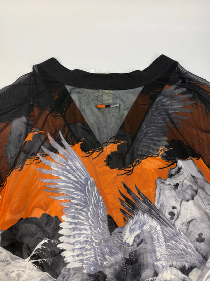 Vintage Jean Paul Gaultier Soleil Shirt schwarz / orange Gr. S