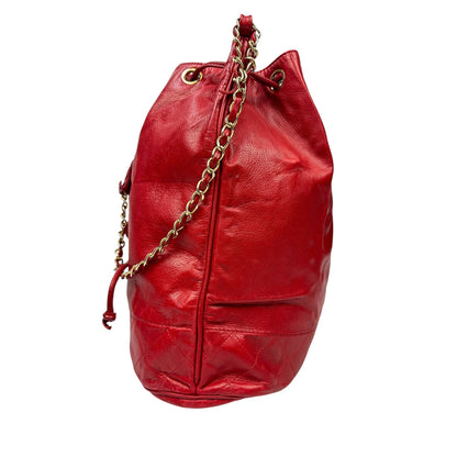 Vintage Chanel Handtasche rot / gold