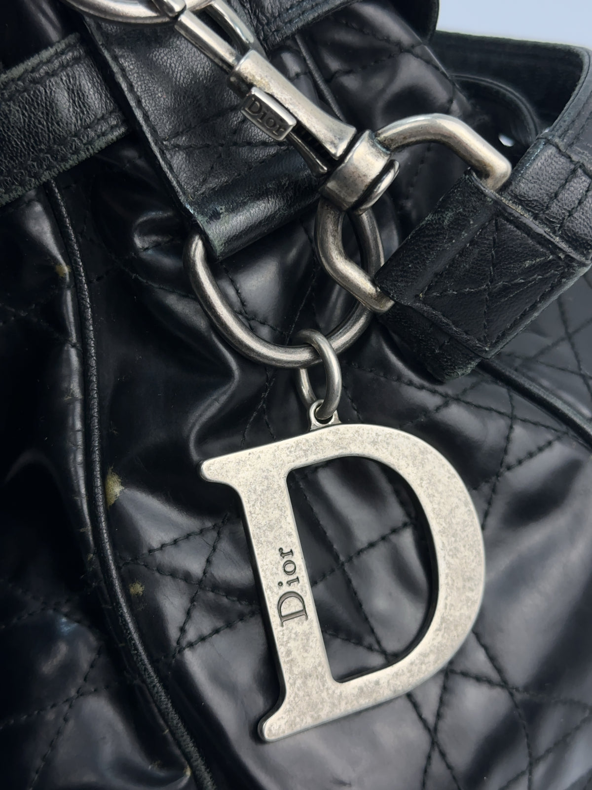 Christan Dior Cannage Lackleder Tasche