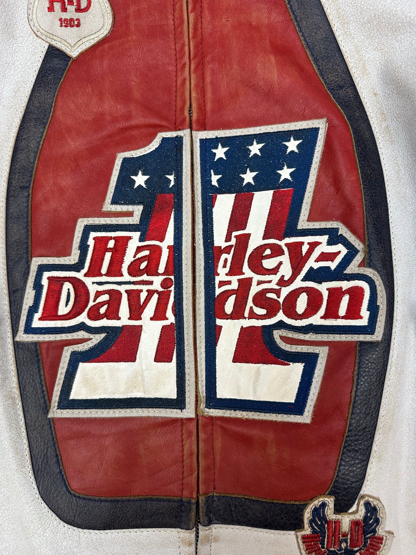 Vintage Harley Davidson Motorradjacke weiß/rot Gr. M
