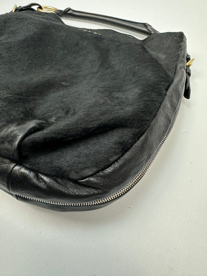 Vintage Prada Ponyhair Soulder Bag schwarz/gold