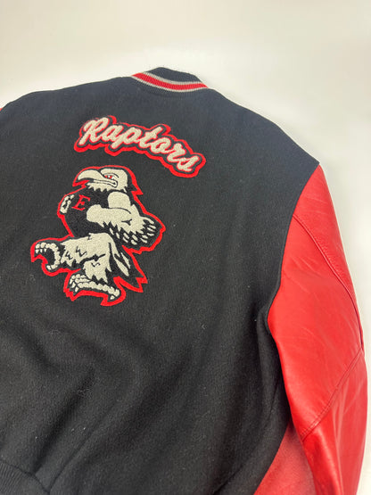 Vintage DeLong Raptors College jacke schwarz/rot Gr. L