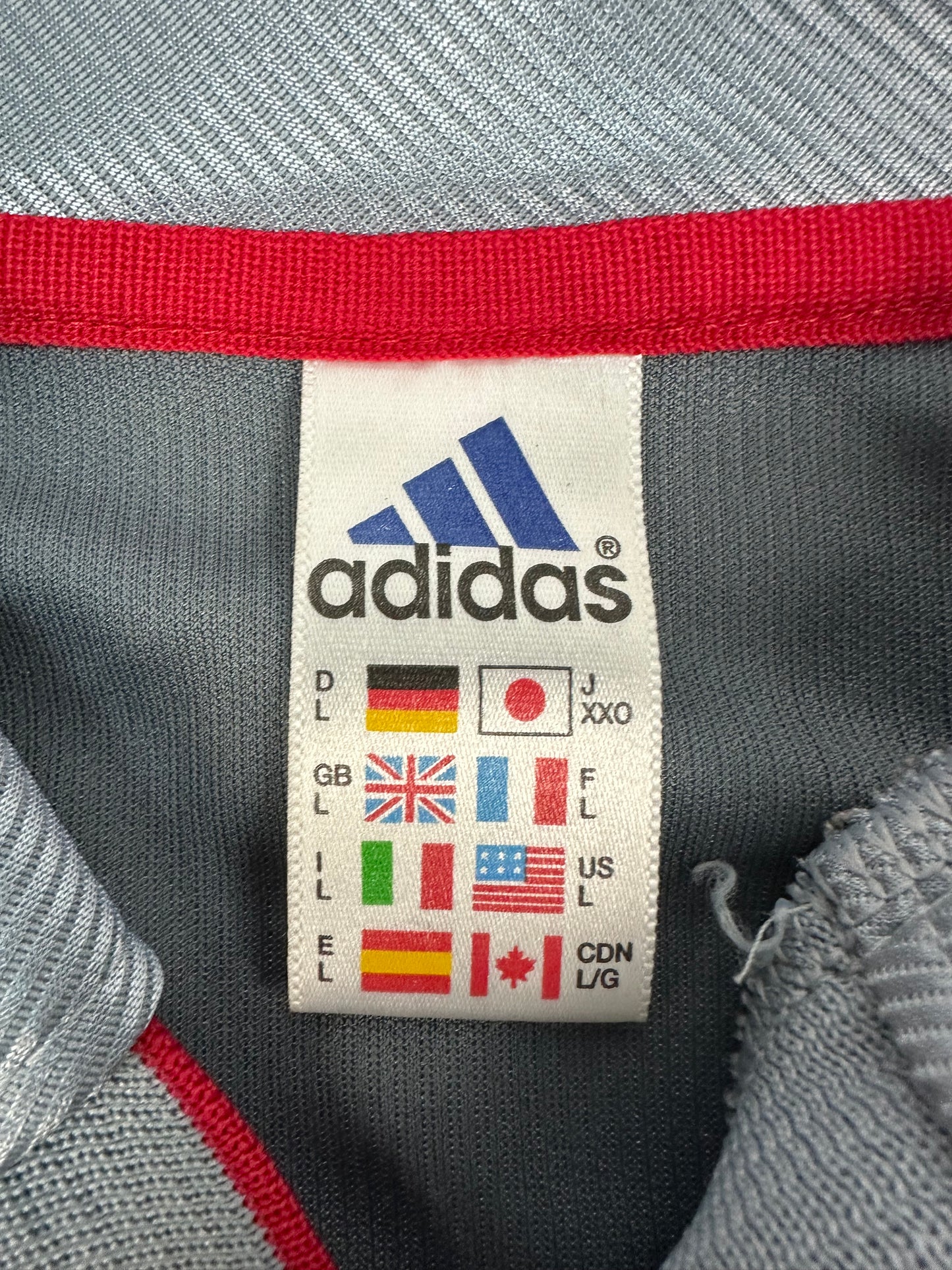 Vintage Adidas Rotterdam Jersey grau/rot Gr. L
